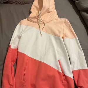 Pink color block ampersand hoodie